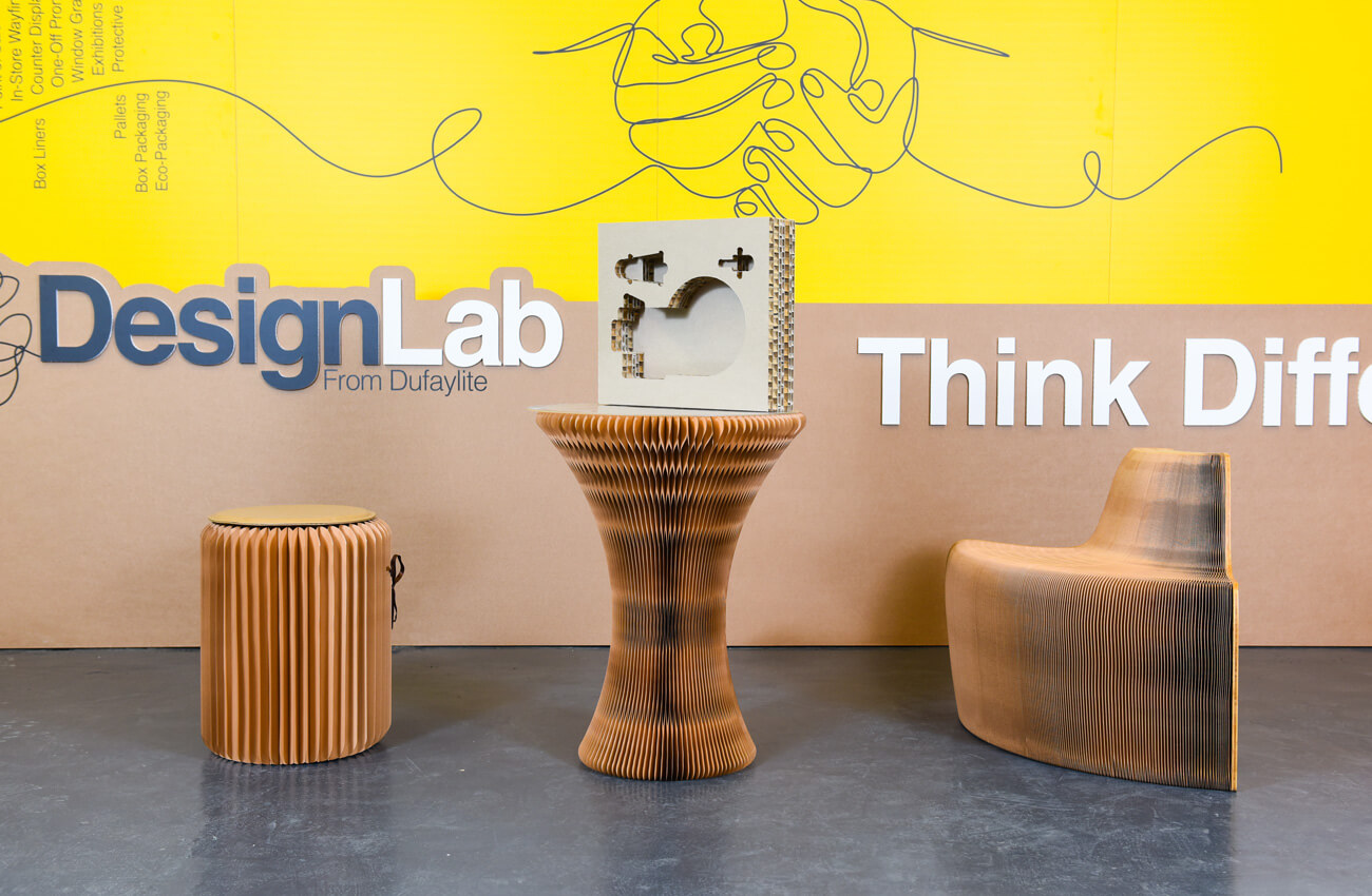 Paper honeycomb board products from the Dufaylite Design Lab