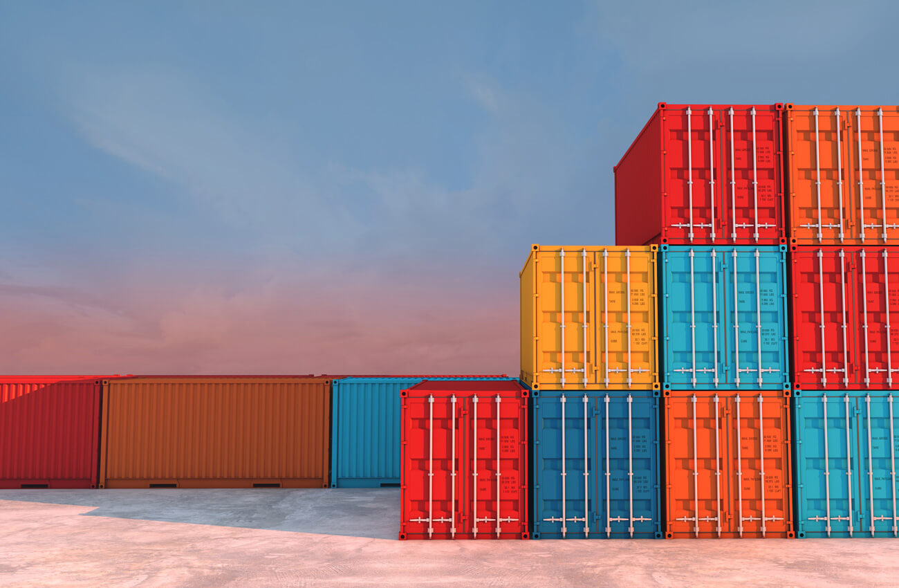 Stacked shipping containers
