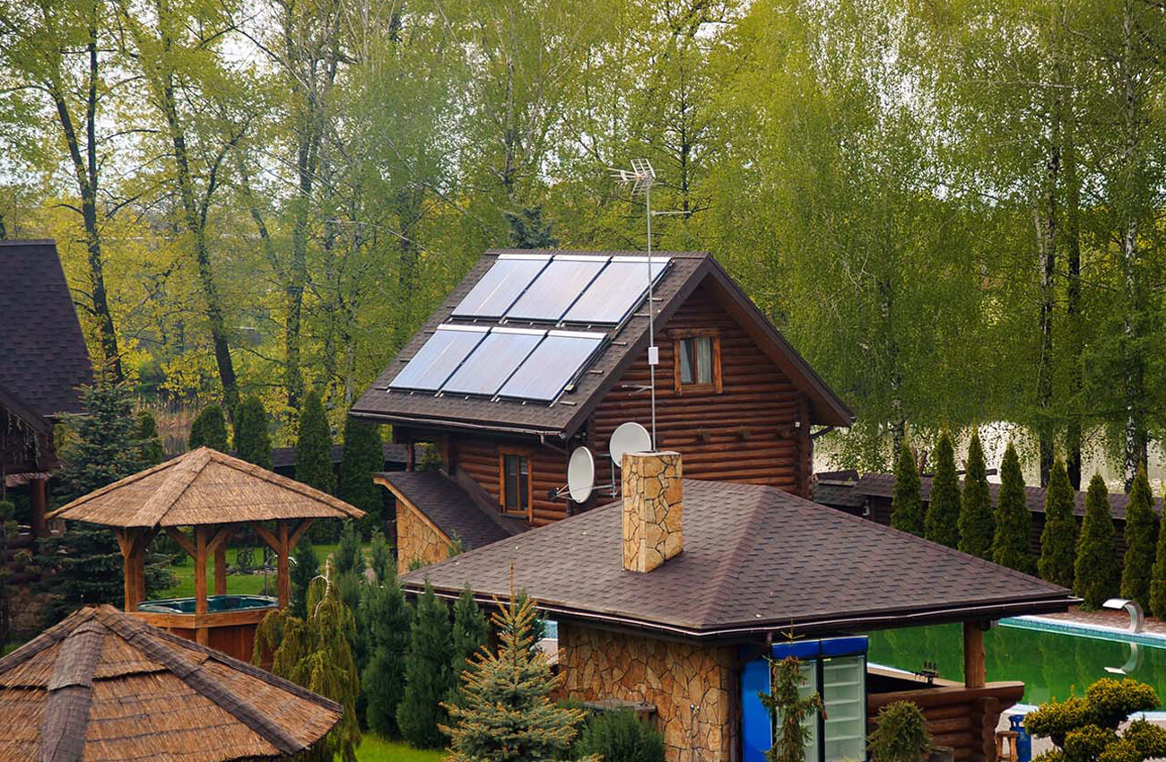 Eco property with solar panels