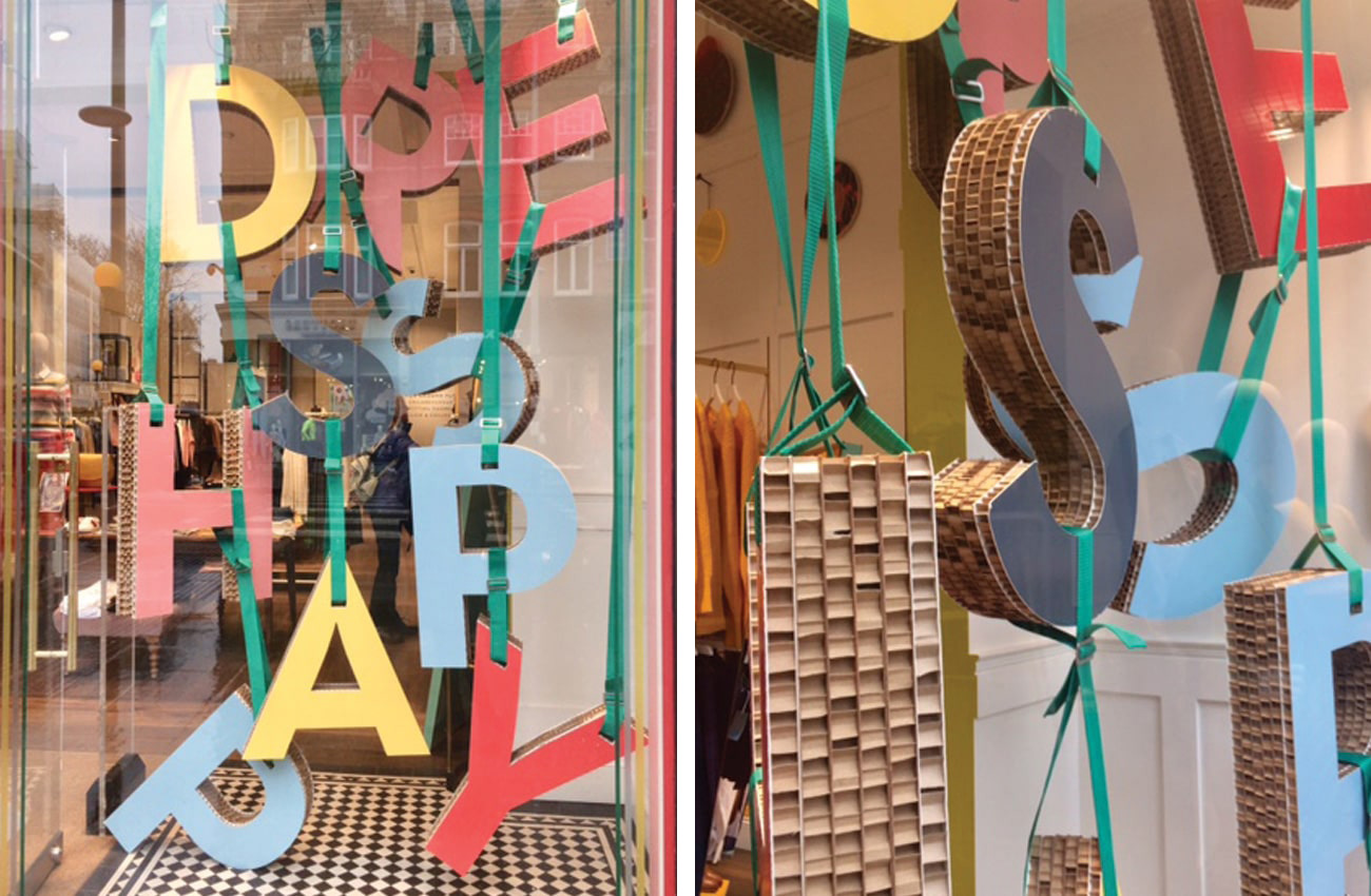Dufaylite Ultra Board used for fun window display at Boden Clothing