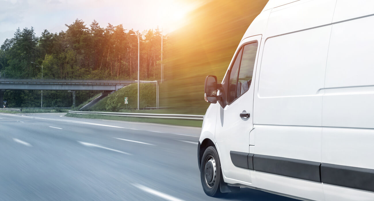 White transit delivery van