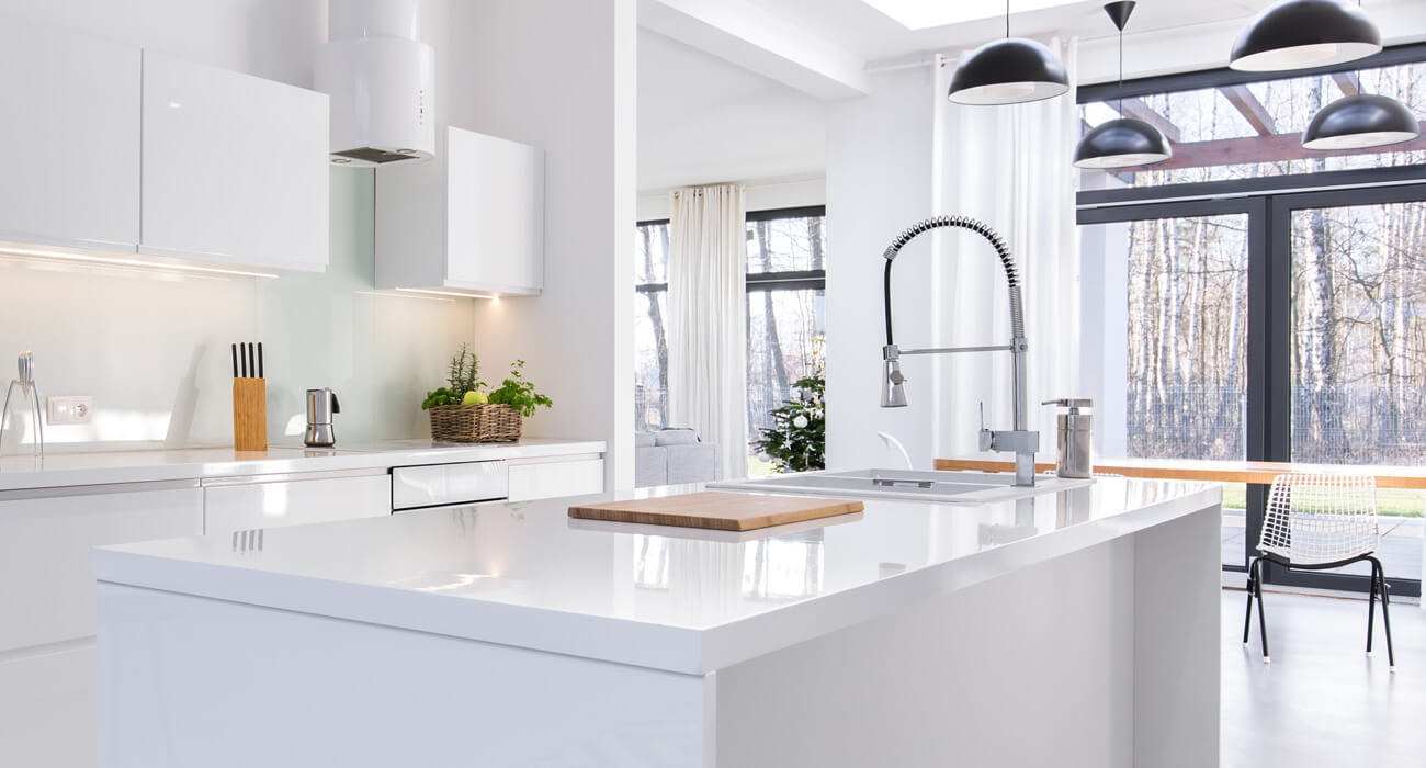 Stylish white glossy kitchen scene