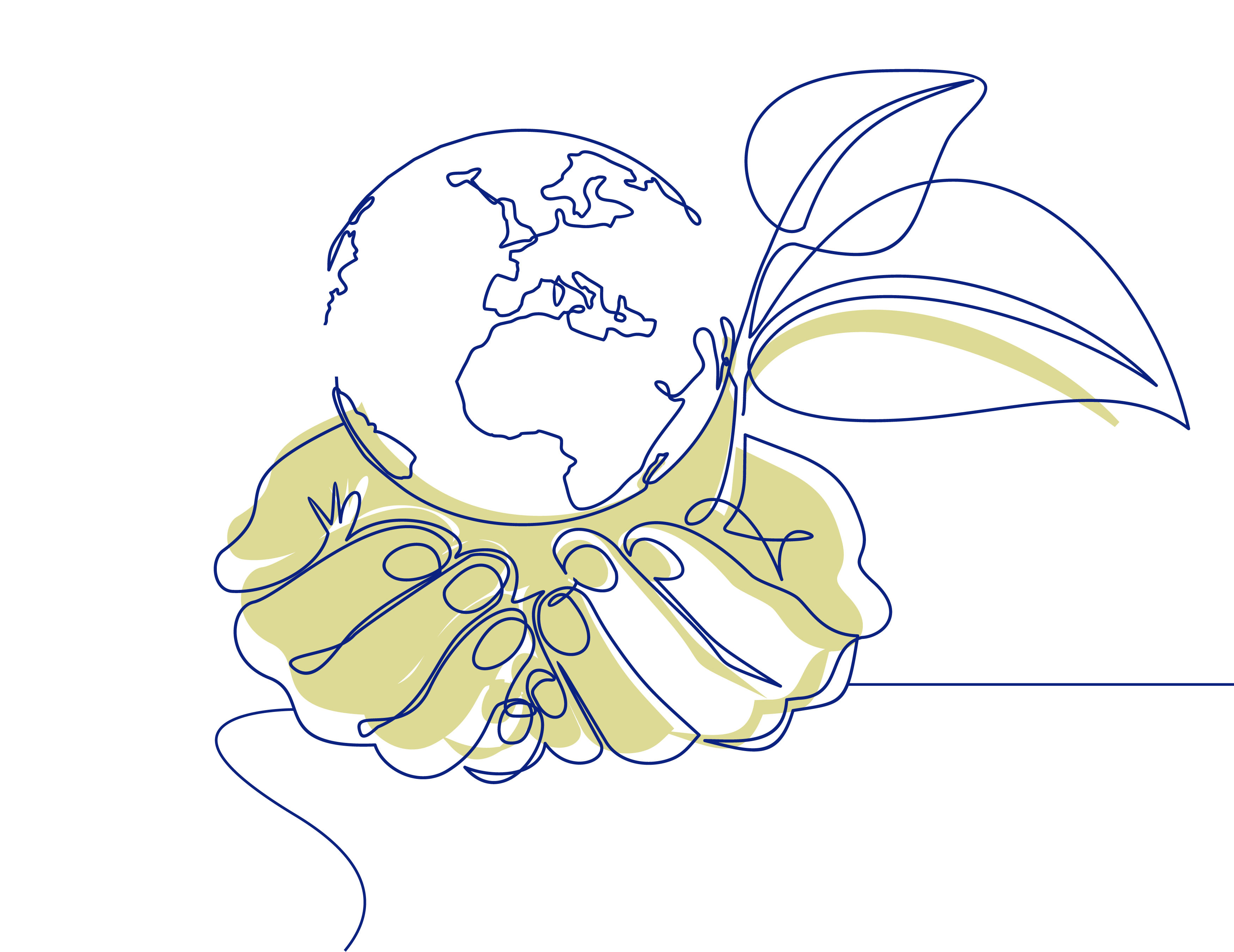 dufaylite-sustainability-continuous-line-new-blue-mob Loose linear drawing of hands holding a globe